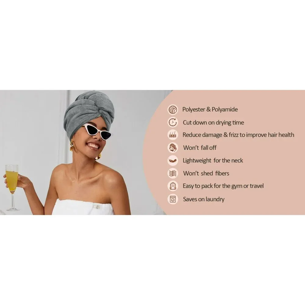 YoulerTex Microfiber Hair Towel Hair Wrap: 2 Pack 10X26
